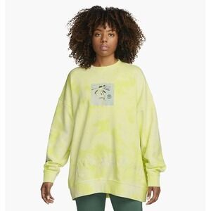 Nike Womens Tie Dye Oversized Sweatshirt Yellow XS Gratitude Tenacity Graphic